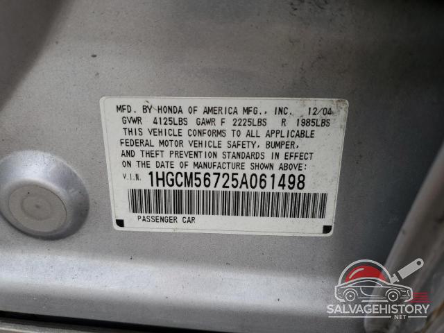 1HGCM56725A061498 2005 HONDA ACCORD photo no. 12