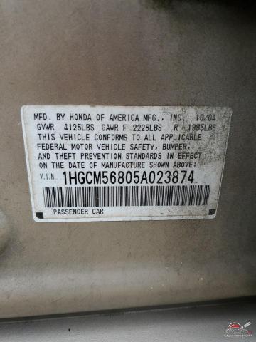 1HGCM56805A023874 2005 HONDA ACCORD photo no. 12