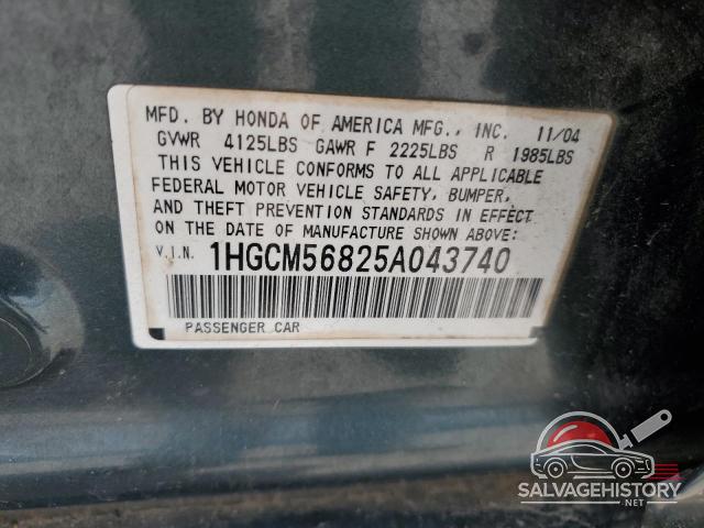 1HGCM56825A043740 2005 HONDA ACCORD photo no. 12