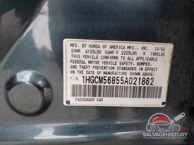 1HGCM56855A021862 2005 HONDA ACCORD photo no. 12