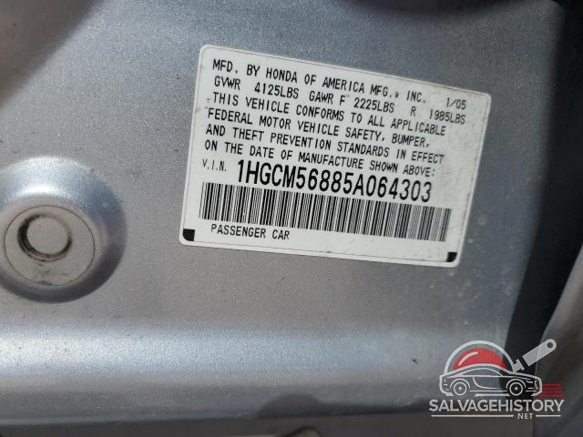 1HGCM56885A064303 2005 HONDA ACCORD photo no. 12