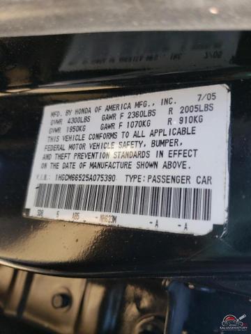 1HGCM66525A075390 2005 HONDA ACCORD photo no. 10