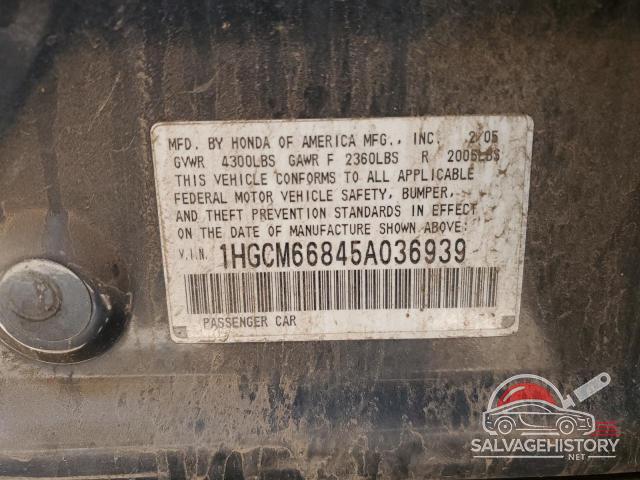 1HGCM66845A036939 2005 HONDA ACCORD photo no. 12
