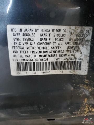 JHMCM56406C006928 2006 HONDA ACCORD photo no. 12
