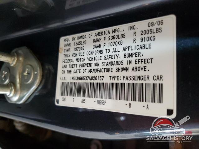 1HGCM66537A020157 2007 HONDA ACCORD photo no. 12