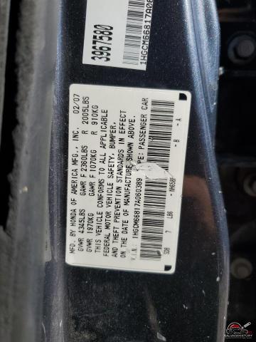 1HGCM66817A060389 2007 HONDA ACCORD photo no. 13