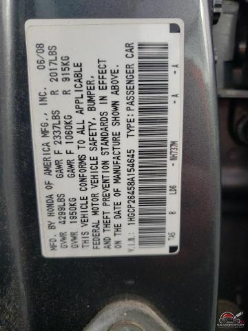 1HGCP26458A154645 2008 HONDA ACCORD photo no. 12