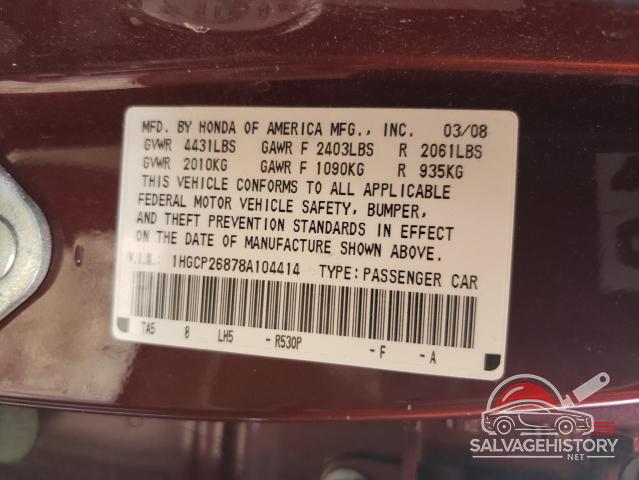 1HGCP26878A104414 2008 HONDA ACCORD photo no. 13