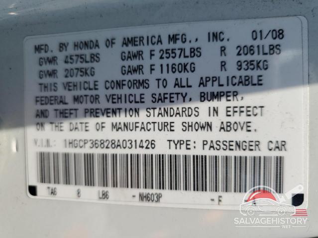 1HGCP36828A031426 2008 HONDA ACCORD photo no. 13