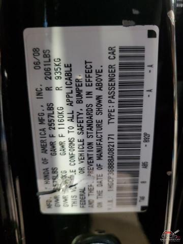 1HGCP36888A082171 2008 HONDA ACCORD photo no. 12