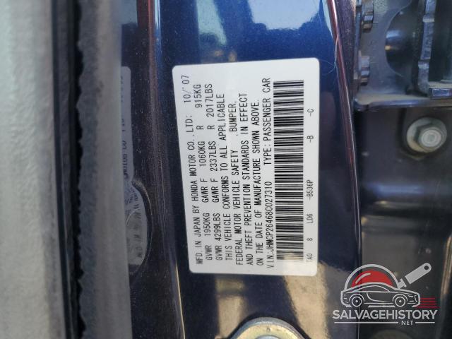 JHMCP26468C027310 2008 HONDA ACCORD photo no. 12