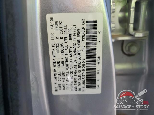JHMCP26748C069047 2008 HONDA ACCORD photo no. 12