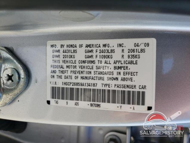 1HGCP26859A134187 2009 HONDA ACCORD photo no. 12
