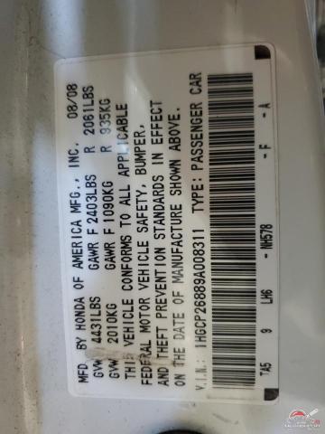 1HGCP26889A008311 2009 HONDA ACCORD photo no. 12