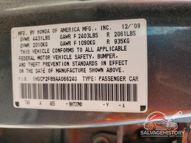 1HGCP2F89AA066240 2010 HONDA ACCORD photo no. 12