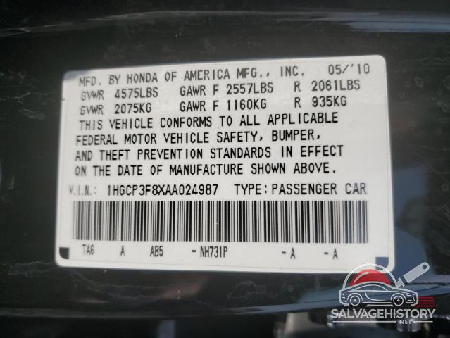 1HGCP3F8XAA024987 2010 HONDA ACCORD photo no. 13