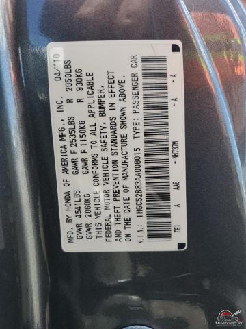 1HGCS2B83AA008015 2010 HONDA ACCORD photo no. 12