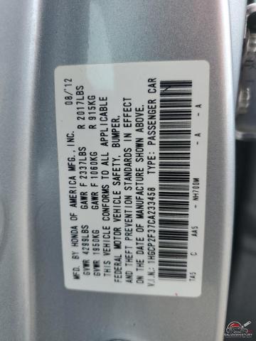 1HGCP2F37CA233458 2012 HONDA ACCORD photo no. 12