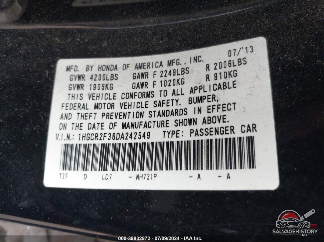 1HGCR2F36DA242549 2013 HONDA ACCORD photo no. 9