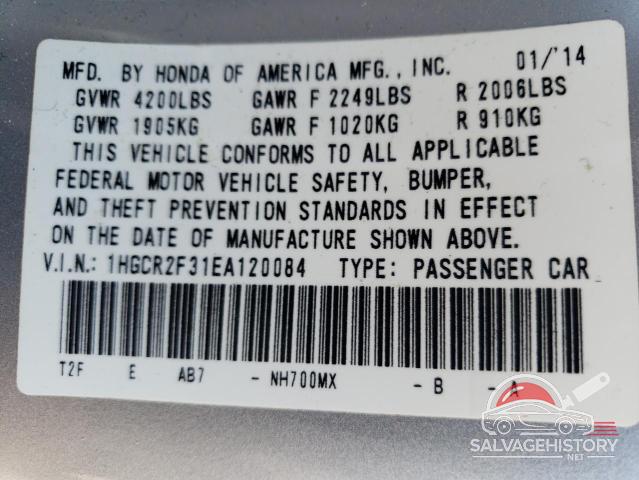 1HGCR2F31EA120084 2014 HONDA ACCORD photo no. 12