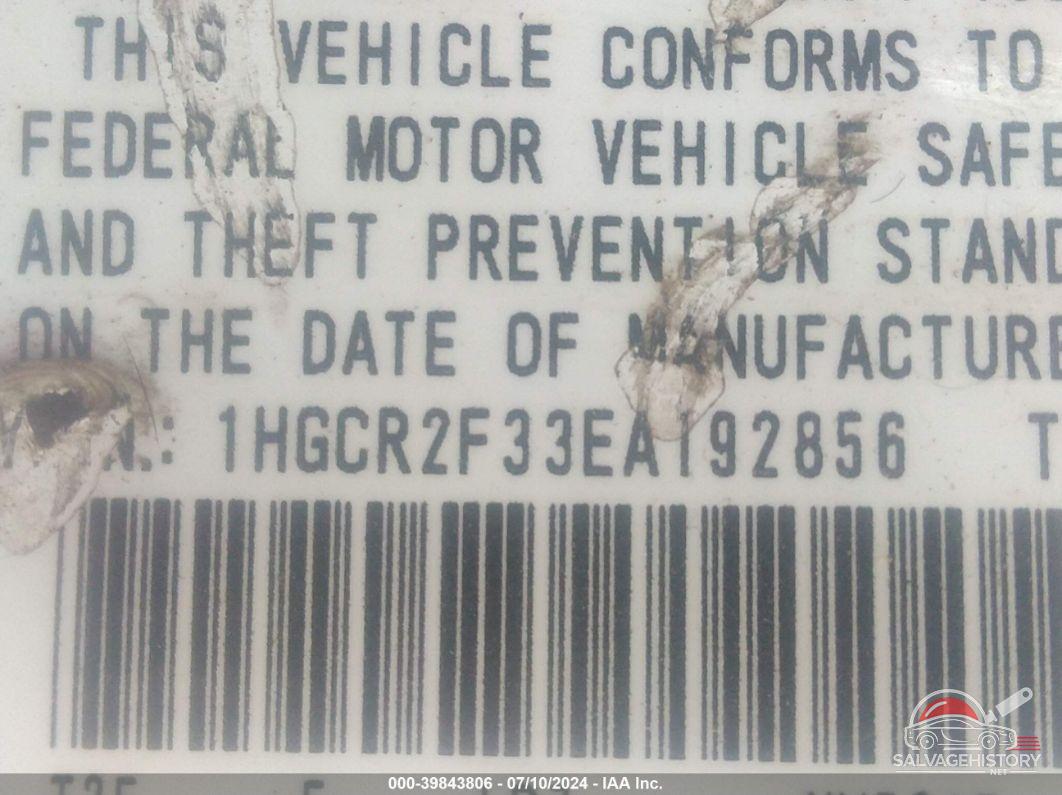 1HGCR2F33EA192856 2014 HONDA ACCORD photo no. 9