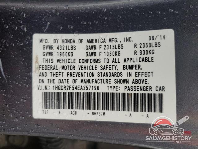 1HGCR2F54EA257196 2014 HONDA ACCORD photo no. 12