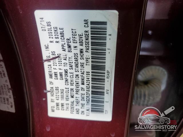 1HGCR2F8XEA294196 2014 HONDA ACCORD photo no. 12
