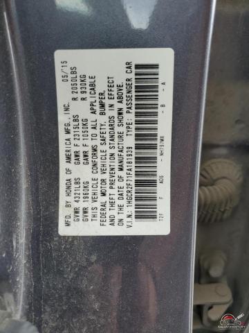 1HGCR2F71FA181939 2015 HONDA ACCORD photo no. 12
