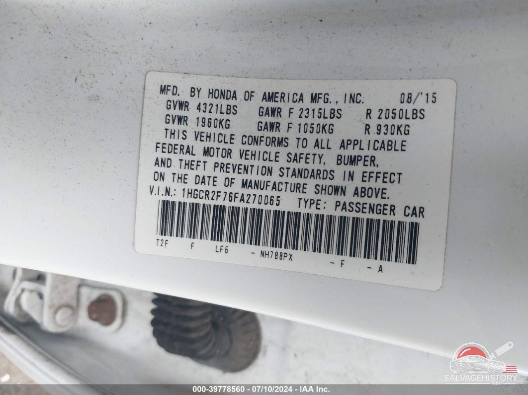 1HGCR2F76FA270065 2015 HONDA ACCORD photo no. 9