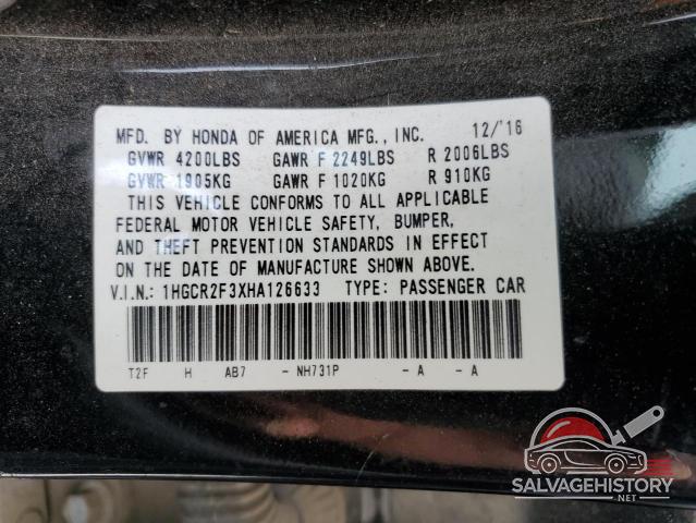 1HGCR2F3XHA126633 2017 HONDA ACCORD photo no. 12