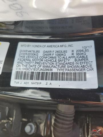 1HGCV1E37JA029936 2018 HONDA ACCORD photo no. 13