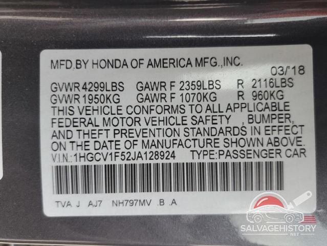 1HGCV1F52JA128924 2018 HONDA ACCORD photo no. 13