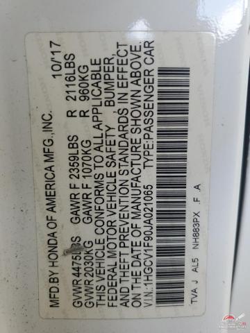1HGCV1F90JA021065 2018 HONDA ACCORD photo no. 12