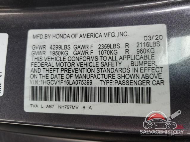 1HGCV1F16LA075399 2020 HONDA ACCORD photo no. 12