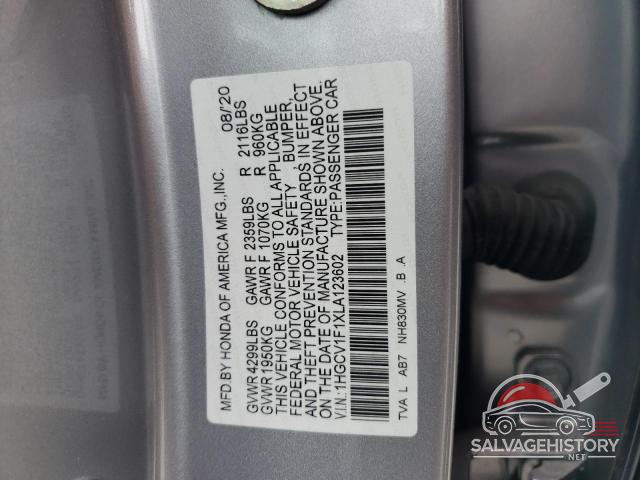 1HGCV1F1XLA123602 2020 HONDA ACCORD photo no. 13