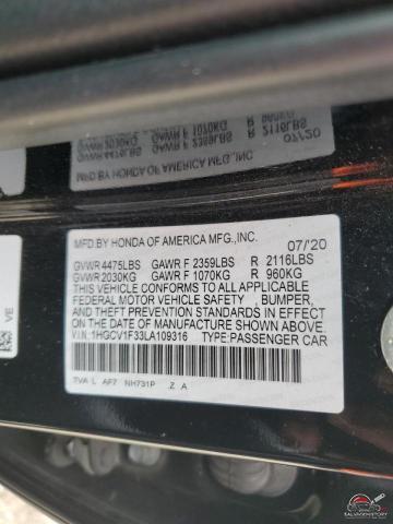 1HGCV1F33LA109316 2020 HONDA ACCORD photo no. 12