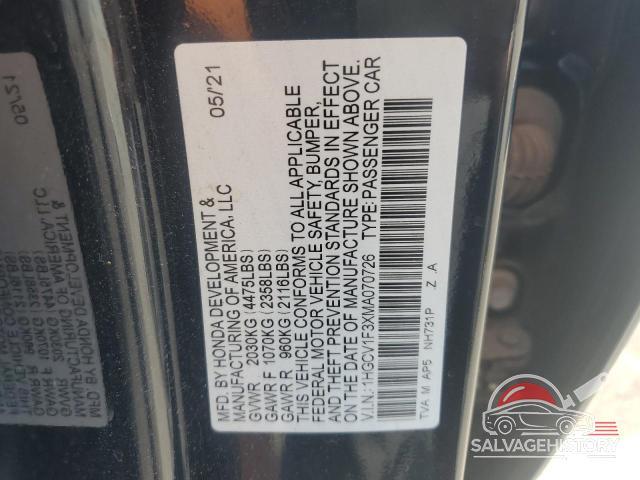 1HGCV1F3XMA070726 2021 HONDA ACCORD photo no. 12