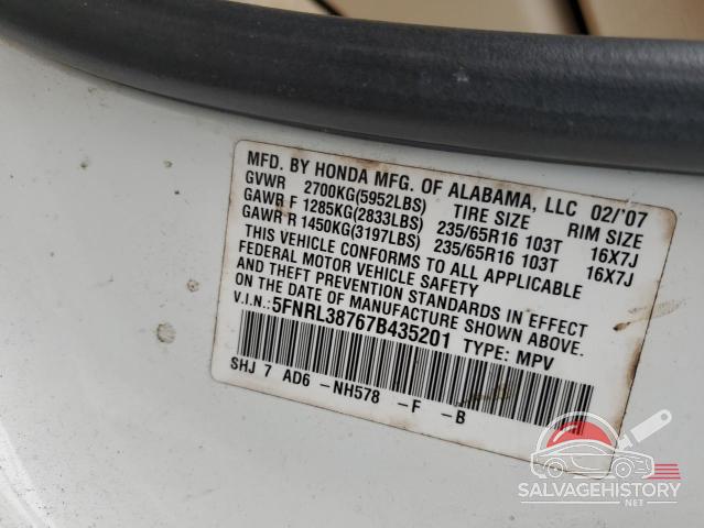 5FNRL38767B435201 2007 HONDA All Models photo no. 13