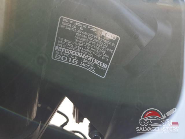 JH2PC40J7GK200403 2016 HONDA CBR CYCLE photo no. 9