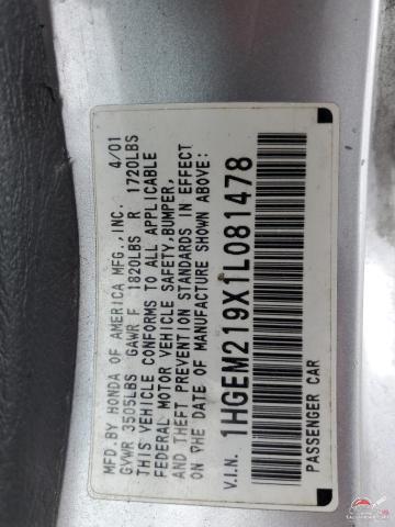 1HGEM219X1L081478 2001 HONDA CIVIC photo no. 12