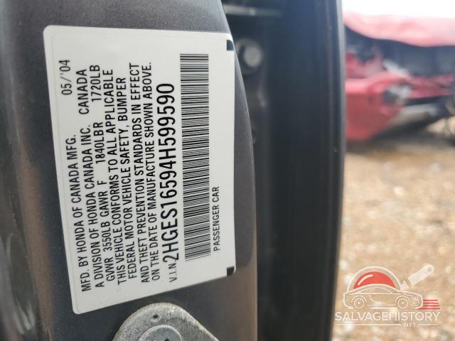 2HGES16594H599590 2004 HONDA CIVIC photo no. 12