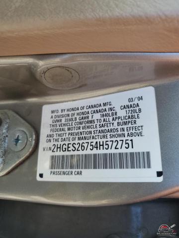 2HGES26754H572751 2004 HONDA CIVIC photo no. 12