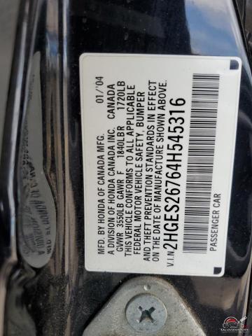2HGES26764H545316 2004 HONDA CIVIC photo no. 12