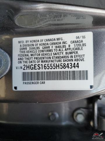 2HGES16555H584344 2005 HONDA CIVIC photo no. 12