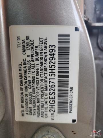 2HGES26715H529493 2005 HONDA CIVIC photo no. 13