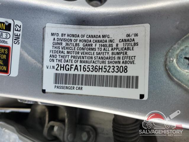 2HGFA16536H523308 2006 HONDA CIVIC photo no. 12