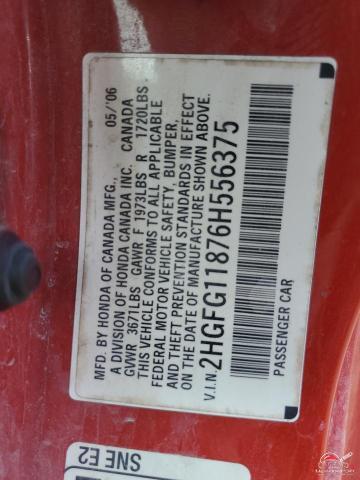 2HGFG11876H556375 2006 HONDA CIVIC photo no. 12