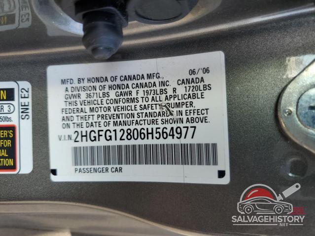 2HGFG12806H564977 2006 HONDA CIVIC photo no. 12