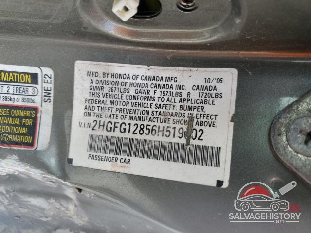 2HGFG12856H519002 2006 HONDA CIVIC photo no. 12