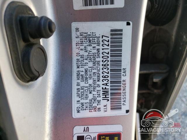 JHMFA36236S021227 2006 HONDA CIVIC photo no. 12